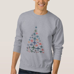 Aeroplane Christmas Tree Retro Pilot Flying Flight Sweatshirt