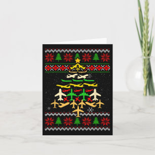 Aeroplane Christmas Tree Ugly Xmas Sweater Decorat Card