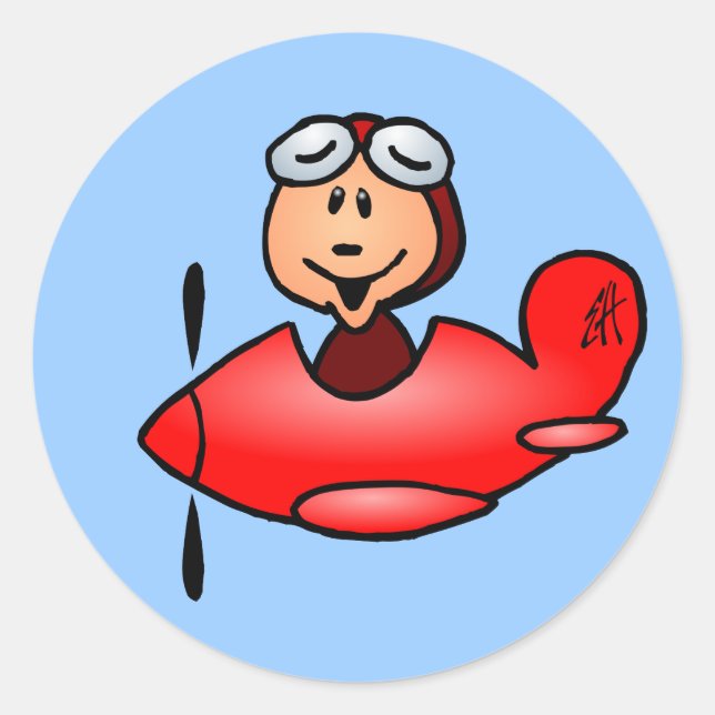 Aeroplane Classic Round Sticker (Front)