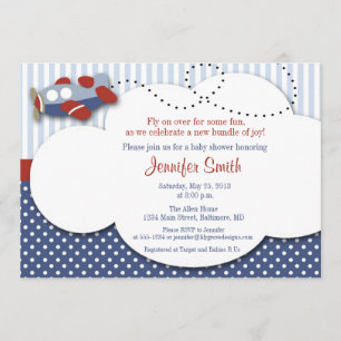 Aeroplane Cloud 1 Baby Shower Invitation