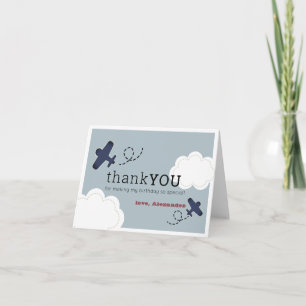 Aeroplane Clouds Blue Sky Boy Birthday Thank You Card