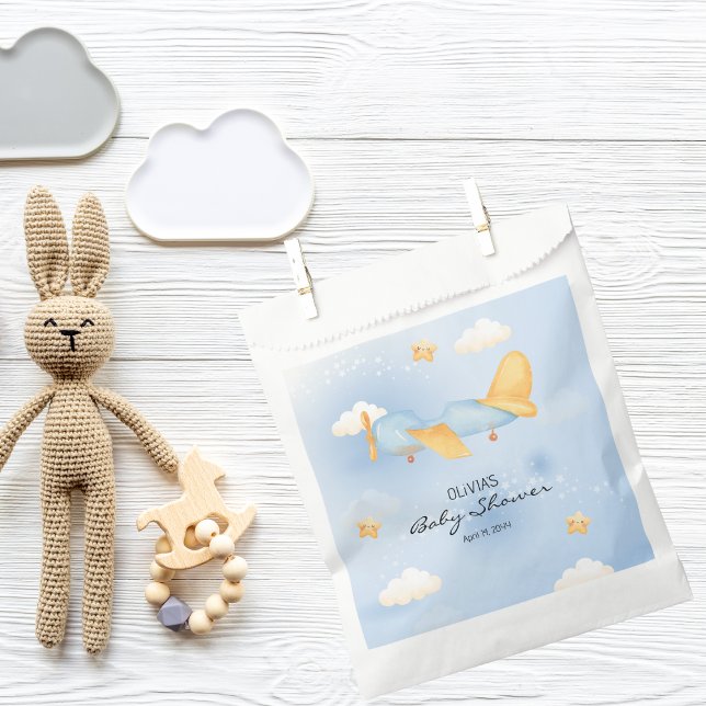 Aeroplane,Clouds & Stars, Blue, Baby Boy,Cute  Favour Bags (Creator Uploaded)