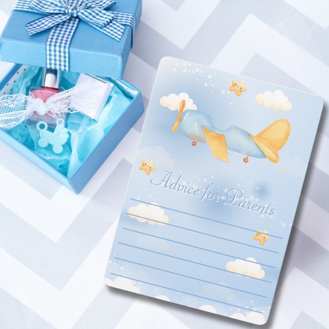 Aeroplane,Clouds & Stars, Blue, Baby Boy,Cute  Holiday Card (Creator Uploaded)