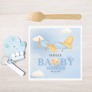 Aeroplane,Clouds & Stars, Blue, Baby Boy,Cute  Napkin