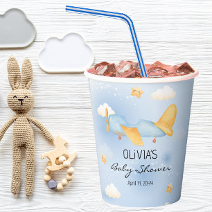 Aeroplane,Clouds & Stars, Blue, Baby Boy,Cute  Paper Cups
