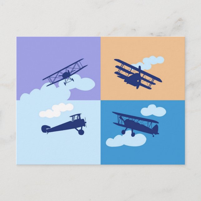 Aeroplane collage on pastel colours. postcard (Front)