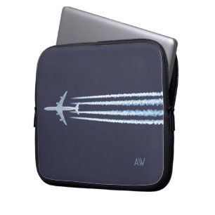 Aeroplane Contrails with (or without) Initials Laptop Sleeve