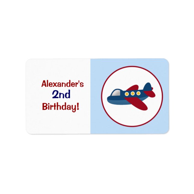 Aeroplane Custom Baking Labels or Stickers (Front)