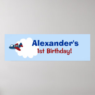 Aeroplane Custom Birthday Banner Poster Print
