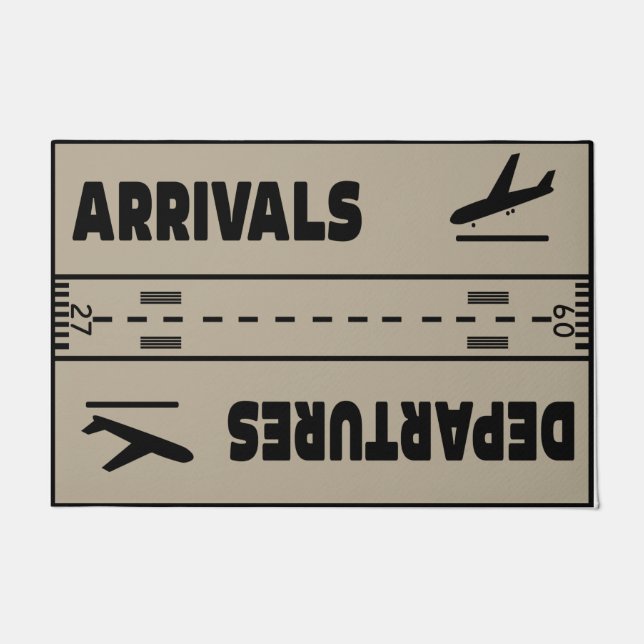 Aeroplane Decor, Arrivals Departures Doormat (Front)