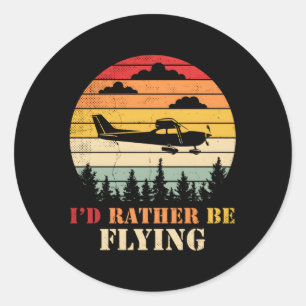 Aeroplane Decoration Aviation Decor Aviation Quote Classic Round Sticker