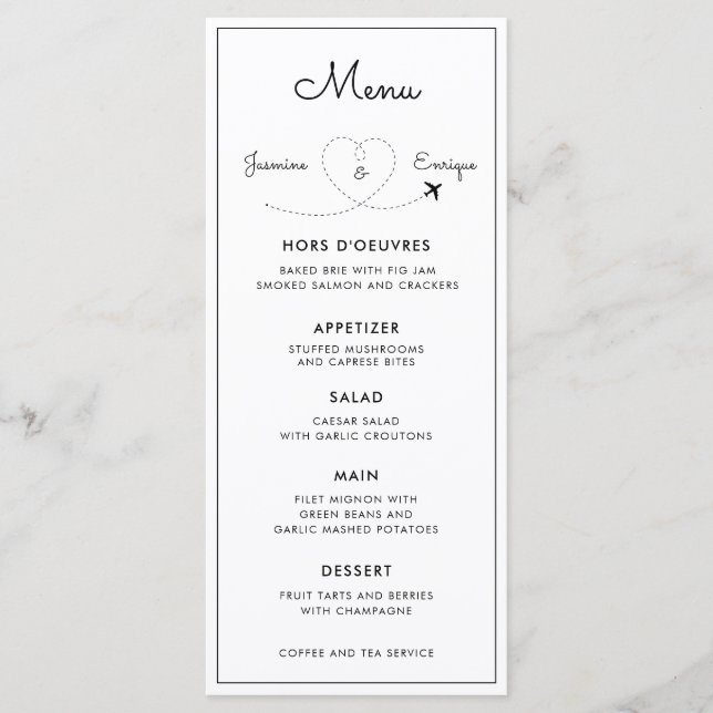Aeroplane | Destination Wedding  Menu (Front)