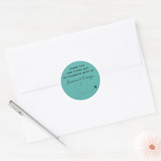 Aeroplane Destination Wedding | Thank You Classic Round Sticker