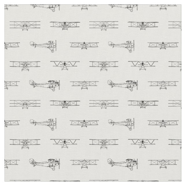 Aeroplane Diagrams Pattern Vintage Planes Aircraft Fabric (Close Up)