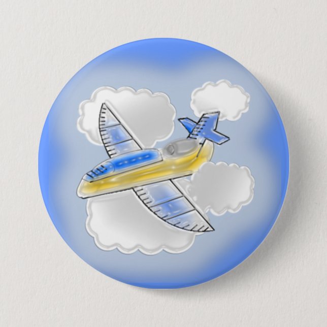 Aeroplane Dimensional 7.5 Cm Round Badge (Front)