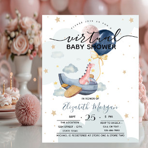 Aeroplane Dino Balloons Baby Shower  Invitation