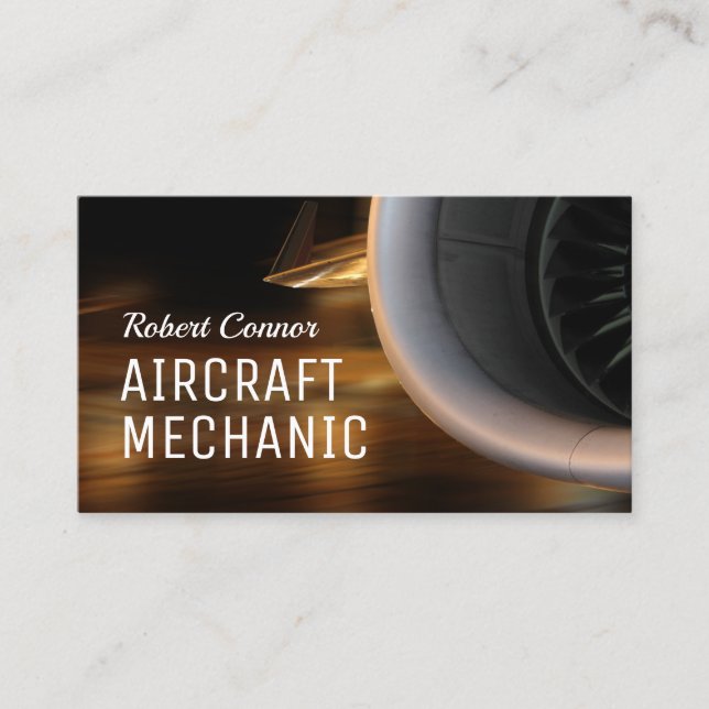 Aeroplane Engine Aircraft Mechanic Retro Sepia Car Business Card (Front)