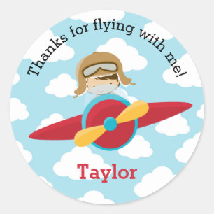 Aeroplane Favour Stickers Boys Pilot Birthday Part