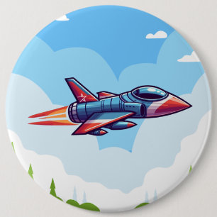 aeroplane/fighter jet 6 cm round badge