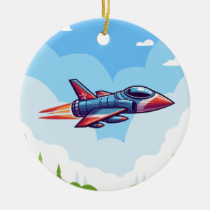 aeroplane/fighter jet ceramic tree decoration