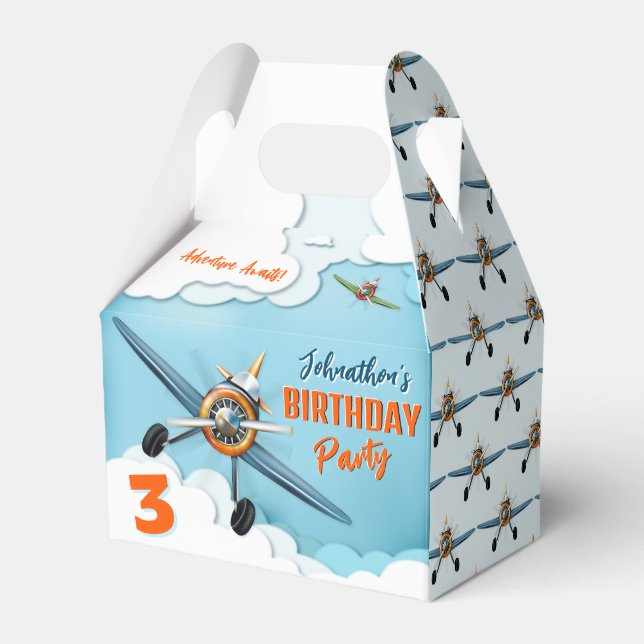 Aeroplane Fighter Pilot Birthday Favour Box (Front Side)