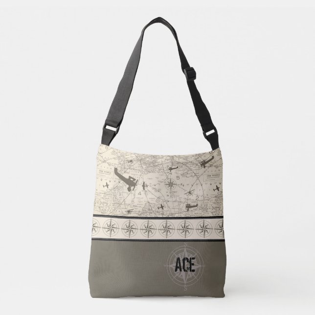 Aeroplane Flight Path Crossbody Bag (Front)