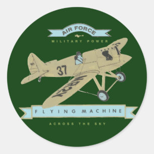 Aeroplane fly classic round sticker