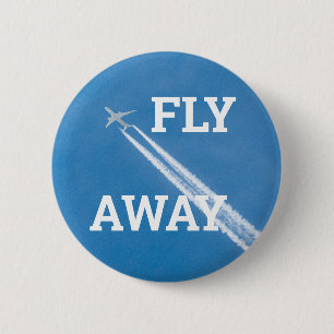 Aeroplane fly in the blue sky 6 cm round badge