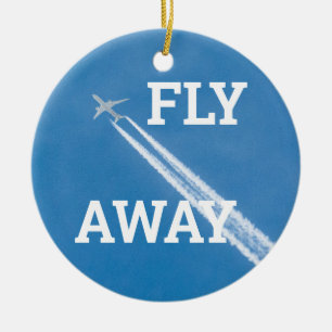 Aeroplane fly in the blue sky ceramic tree decoration