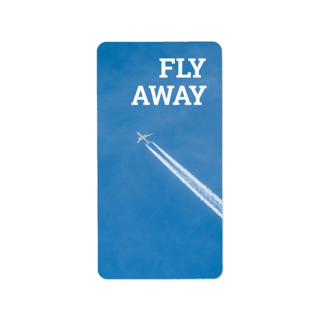 Aeroplane fly in the blue sky label (Front)