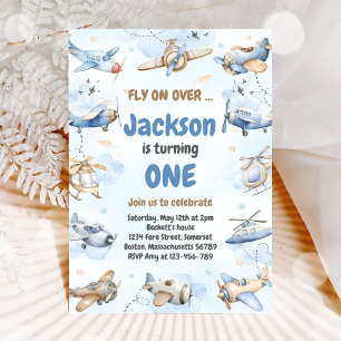 Aeroplane Fly On Over Boy Birthday Invitation