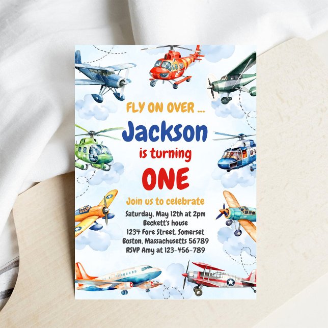 Aeroplane Fly On Over Boy Birthday Invitation (Creator Uploaded)