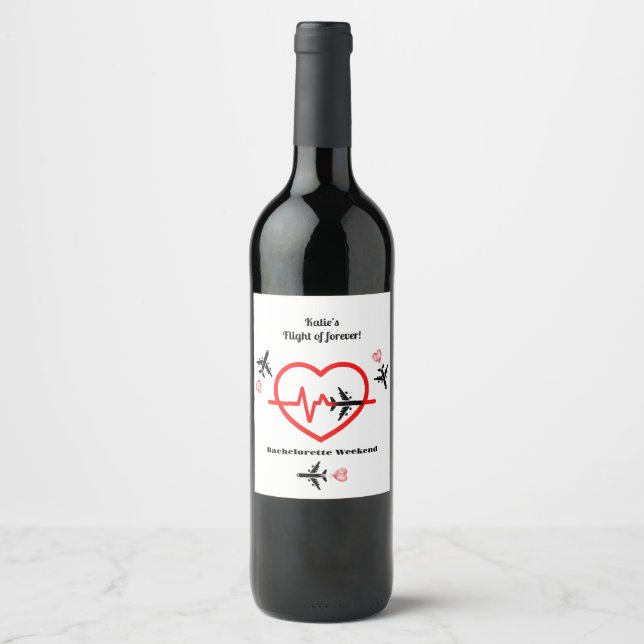 Aeroplane Flying, Bachelorette Weekend Party Favou Wine Label (Front)