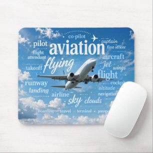 Aeroplane Flying in a Word Cloud Mouse Pad