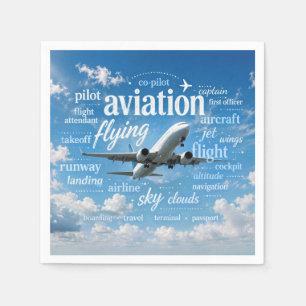 Aeroplane Flying in a Word Cloud Napkin