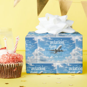Aeroplane Flying in a Word Cloud Wrapping Paper