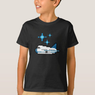 Aeroplane Flying in Sky, Cute, Cool Pixel Art T-Shirt