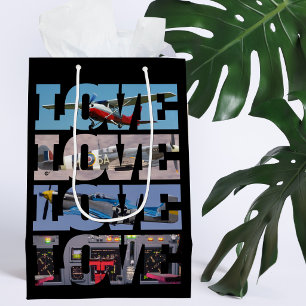 Aeroplane Flying,Photo Collage,Aviation,Cool Medium Gift Bag
