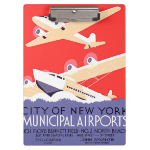 Aeroplane Flying Vintage WPA Colourful Clipboard