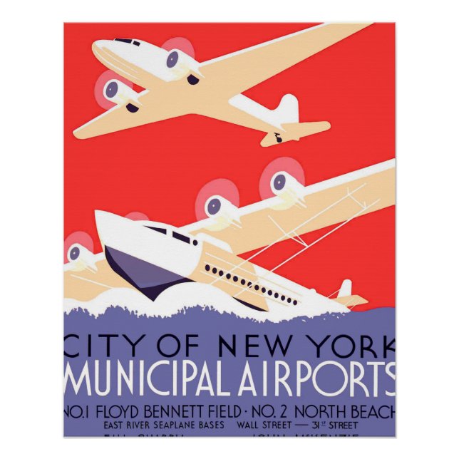 Aeroplane Flying Vintage WPA Colourful Poster (Front)