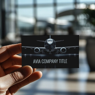Aeroplane Front Boeing Model Solid Black Avia Business Card