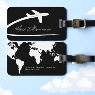 Aeroplane (front side), World Map (back) Luggage Tag