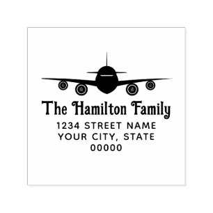 Aeroplane Front View Family Name Return Address Self-inking Stamp