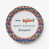 Aeroplane Fun Birthday Paper Plates