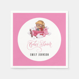 Aeroplane Girl Baby Shower Napkin