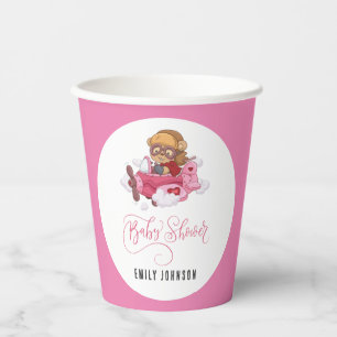 Aeroplane Girl Baby Shower Paper Cups