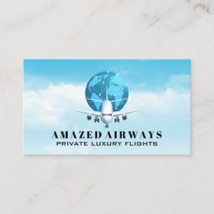 Aeroplane   Global Planet   Clouds Sky Business Card
