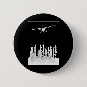Aeroplane Graphic C172 Over Trees - Pilot Present  6 Cm Round Badge