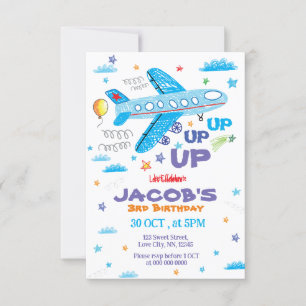 Aeroplane Hand Drawn Party Invitation