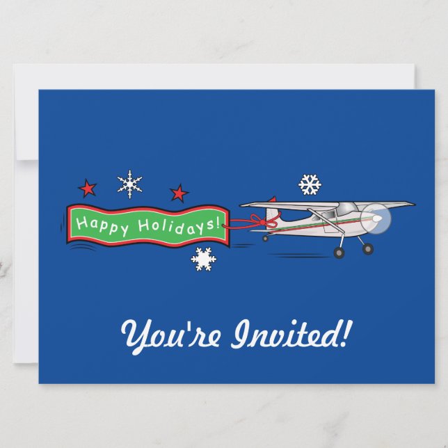 Aeroplane Happy Holidays Invite (Front)